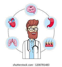 Doctor cartoon and organs