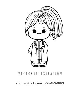 doctor cartoon outline vector illustration