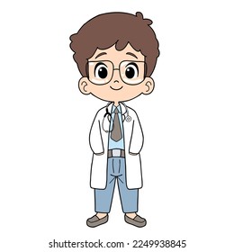 Doctor cartoon vector illustration isolated on white background.