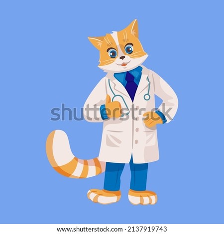Doctor cat cute cartoon vector animal
