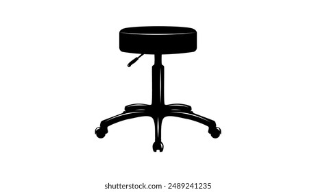 Doctor chair,Round Stool, black isolated silhouette