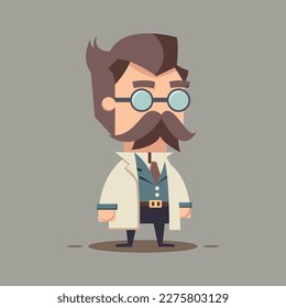 Doctor character art. Illustration for web design on color background. Vector art on flat style. Man doctor character design. 