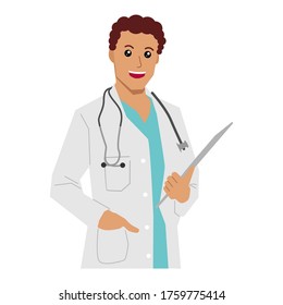 Doctor character design. Vector flat illustration