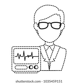 doctor character with ekg machine