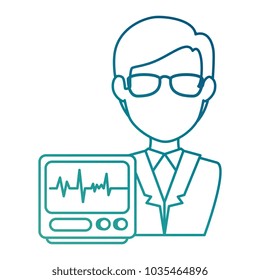 doctor character with ekg machine