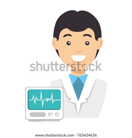 doctor character with ekg machine