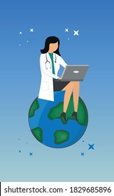 doctor character flat design vector, banner, poster, icon