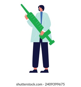 the doctor character flat illustrations with syringe