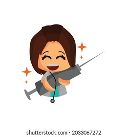 Doctor character Hug syringe Let.s Vaccine Corona virus 2019 Medicine worker
