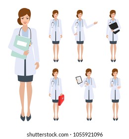 Doctor character to medical staff in hospital flat design.