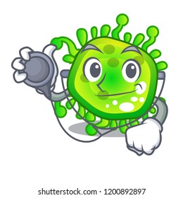 Doctor character microbe bacterium on the palm
