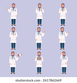 Doctor character set collection vector illustration