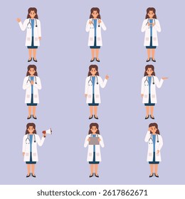 Doctor character set collection vector illustration