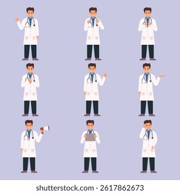 Doctor character set collection vector illustration