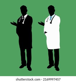 Doctor character silhouette in two styles. Man.