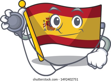 Doctor character spain flags formed with cartoons