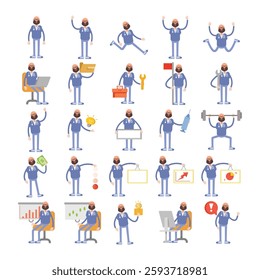 doctor characters in different poses illustration set