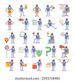 doctor characters in different poses illustration set