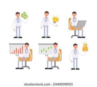 personajes de doctor en diferentes poses conjunto ilustración vectorial