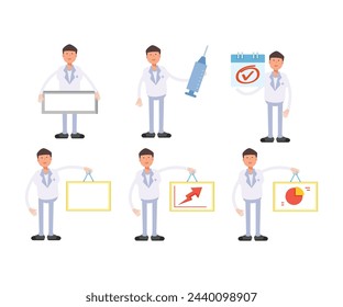 doctor characters in different poses set vector illustration