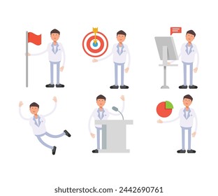 doctor characters in different poses set vector illustration