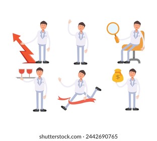personajes de doctor en diferentes poses conjunto ilustración vectorial