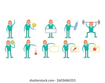 doctor characters in different poses set