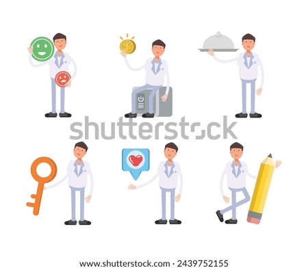 doctor characters in different poses set vector illustration