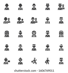 Doctor characters vector icons set, modern solid symbol collection, filled style pictogram pack. Signs, logo illustration. Set includes icons as medical nurse avatar, doctor and patient, practitioner