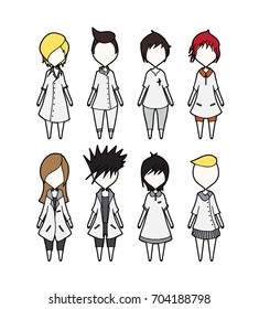 Doctor Characters vector set cartoon design mobile game dress up Illustration on White Background