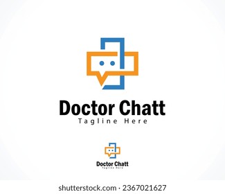 Arzt-Chat-Logo Creative plus Design-Konzept konsultieren Sie Kreativsymbol