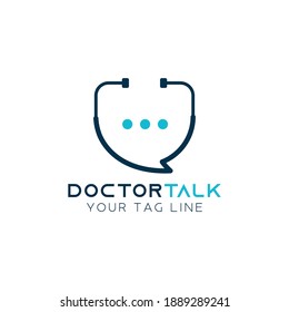 Doctor chat talk logo vector icon illustration, technology, online consultation, distance helpline.