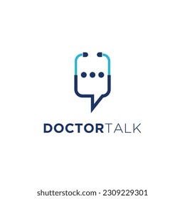 Icono de vector del logotipo del chat del doctor hablar de medicina en línea