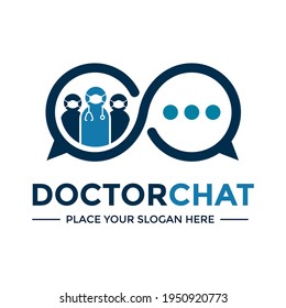 Doctor chat vector logo template. This design use human symbol. Suitable for discussion.