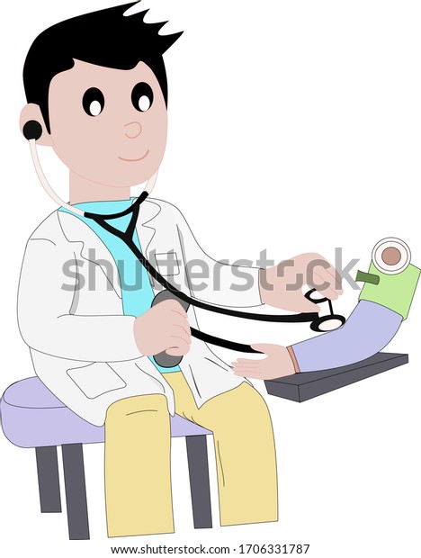 Doctor Check Blood Pressure Patient Stethoscope Stock Vector (Royalty ...