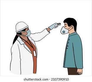 Doctor check temperature by non contact Thermometer Thermometry 