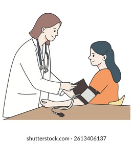 Doctor checking blood pressure vector illustration