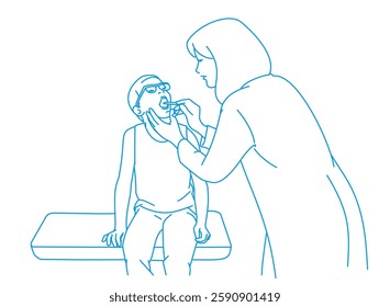 doctor Checking a Boy Sore Throat