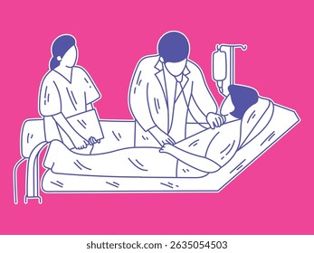 A doctor is checking the condition of a patient's illness. Illustration