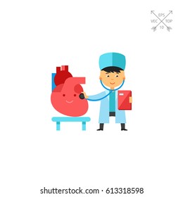 Doctor checking heart icon