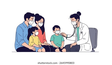 Doctor Checking Kid's Health During A Dangerous Virus Outbreak