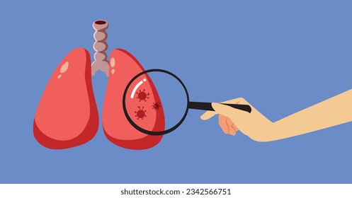 
Doctor Checking Lungs Finding a Viral Infection Vector Medical Illustration. pulmonologist finding a viral infection in a routine check up visit 
