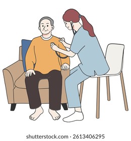 Doctor checking old man patient