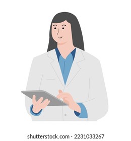 Doctor checking patient data using tablet