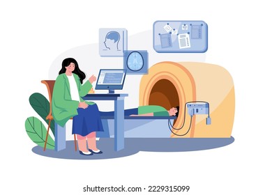 Doctor Checking Patient Health Using MRI Machine