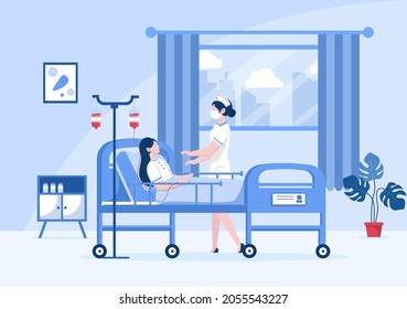 Doctor Checking a Patient in Hospital Room Background Vector Illustration. Medical Treatment With Patients For Healthcare, Consultation and Examination Health 