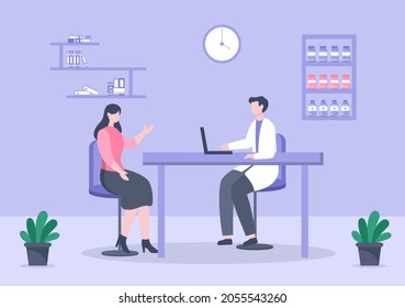 Doctor Checking a Patient in Hospital Room Background Vector Illustration. Medical Treatment With Patients For Healthcare, Consultation and Examination Health 