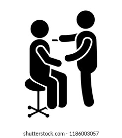 A doctor is checking a patient with instrument  while patient is sitting conceptualizing medical examination 