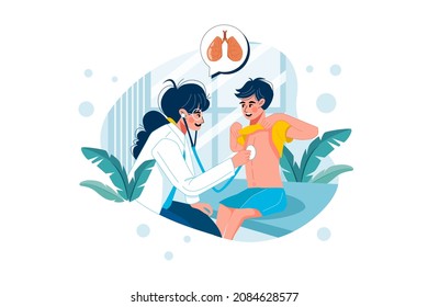 Doctor checking patient lungs Illustration concept. Flat illustration isolated on white background