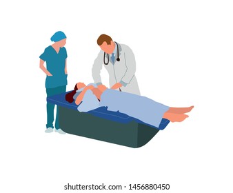 Doctor checking patient. Vector isolated flat illustration